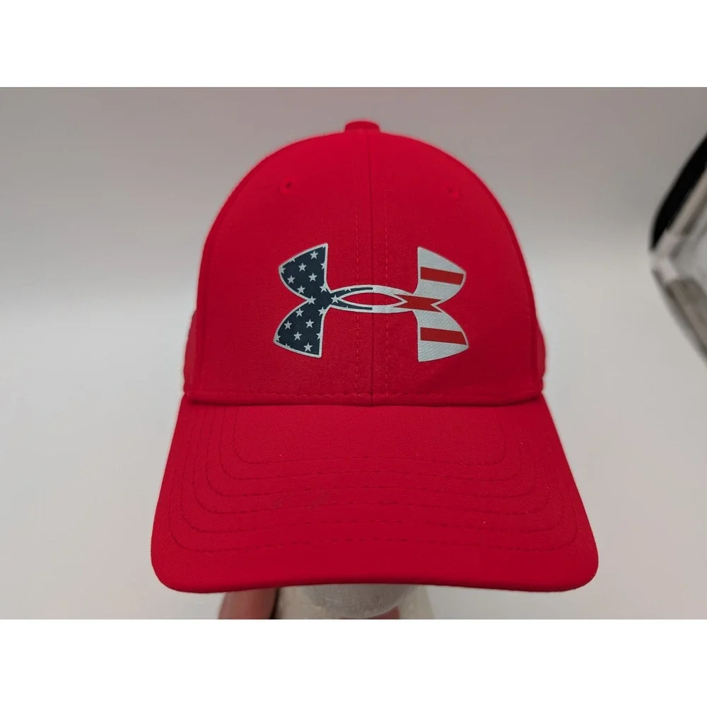 Under Armour Youth Red American Flag Freedom Stretch Fit Baseball Hat SM/MD